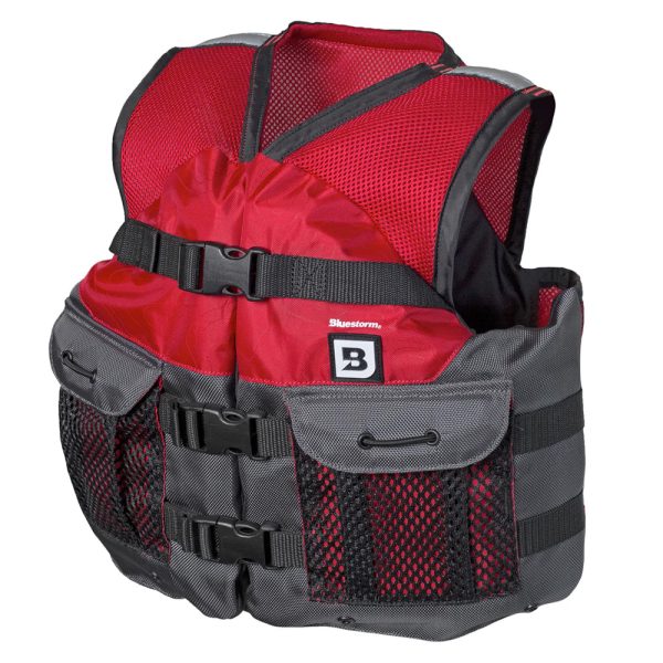 Bluestorm Sportsman Youth Mesh Fishing Life Jacket - Nitro Red - Image 2