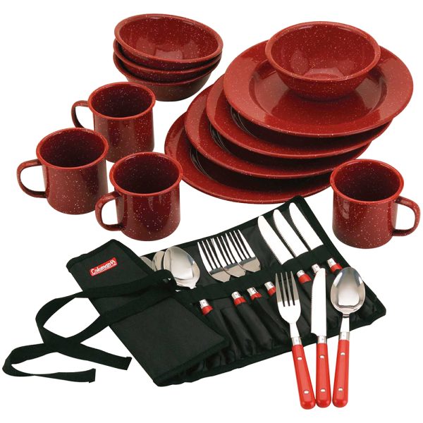 Coleman 24-Piece Speckled Enamelware Cook Set - Red - Image 2