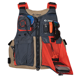 Onyx Kayak Fishing Vest - Adult Universal - Tan/Grey