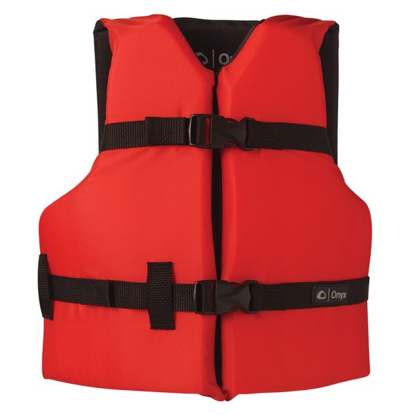 Onyx Nylon General Purpose Life Jacket - Youth 50-90lbs - Red - Image 2