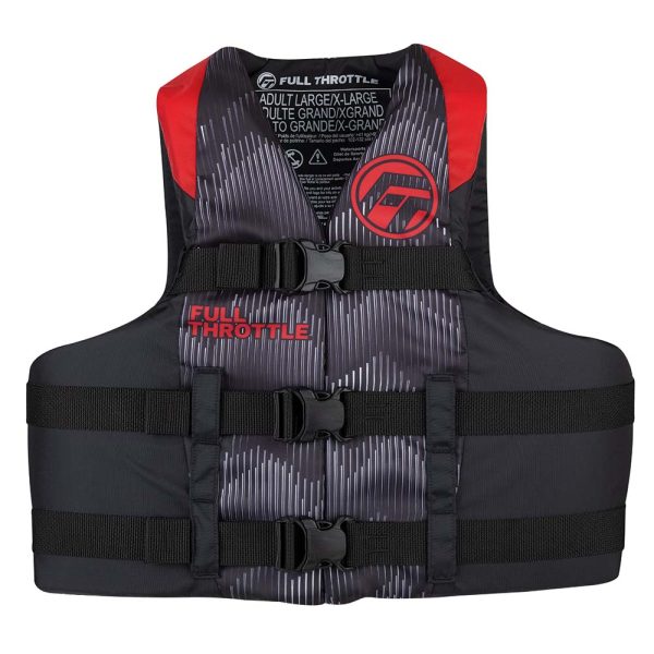 Full Throttle Adult Nylon Life Jacket - L/XL - Red/Black - Image 2