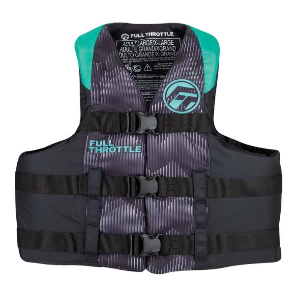 Full Throttle Adult Nylon Life Jacket - S/M - Aqua/Black - Image 2