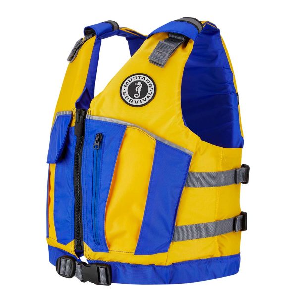 Mustang Youth Reflex Foam Vest - Yellow/Royal Blue - Image 2