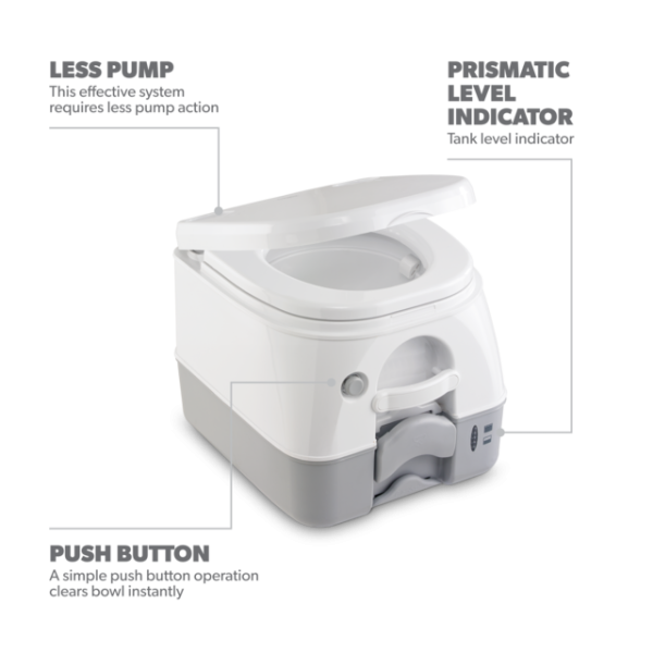 Dometic 972 Portable Toilet - 2.6 Gallon - Grey - Image 3